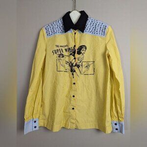 Tenax Womens button down shirt Superwoman studded size m